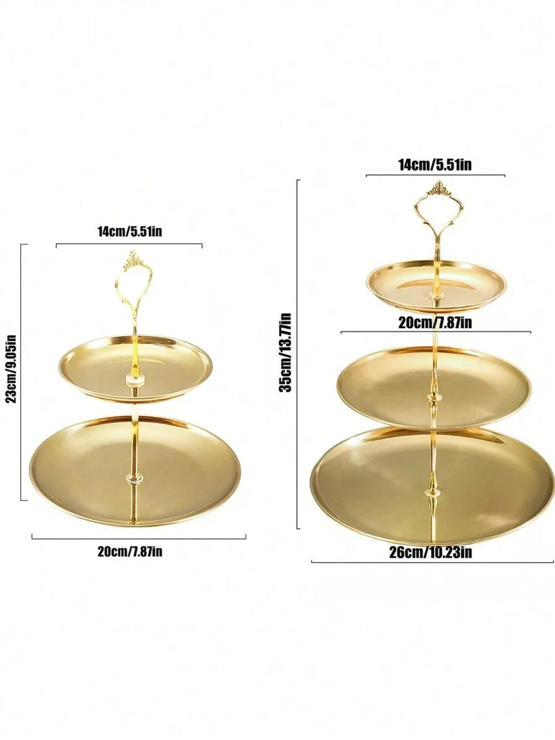 Axyaa Gold Stainless Steel Dessert Tray, Multi-Tier Cake Stand for Tea Party