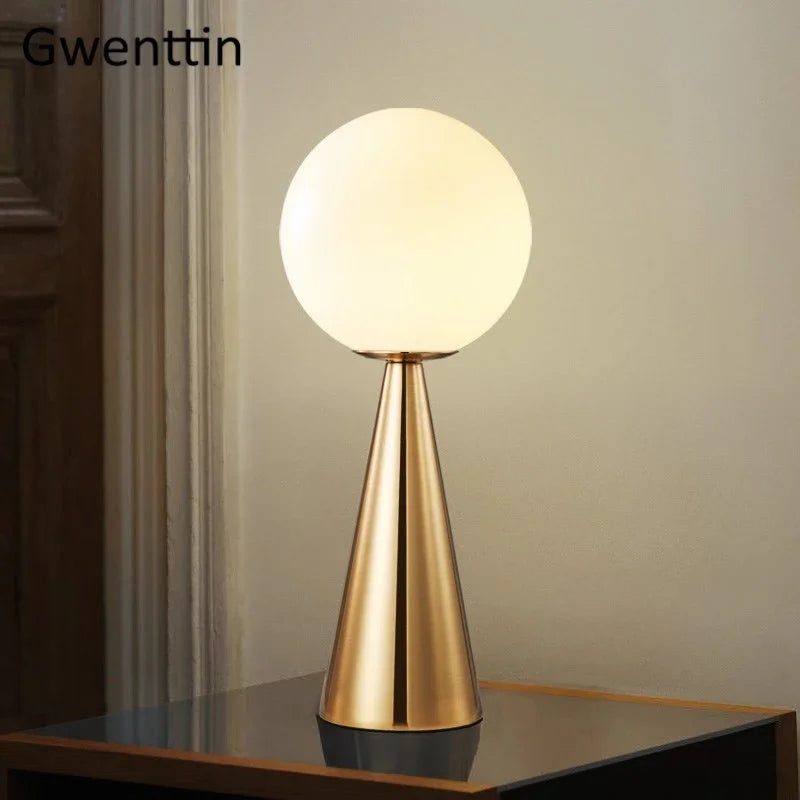 Nordic Modern Gold Glass Ball Table Lamp for Bedroom and Living Room by Axyaa