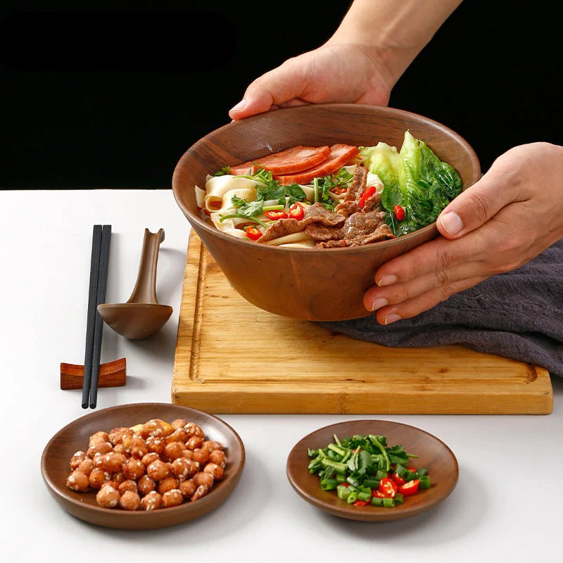 Axyaa Wood Grain Soup Bowl: Japanese Style, Large Capacity Rice Bowl