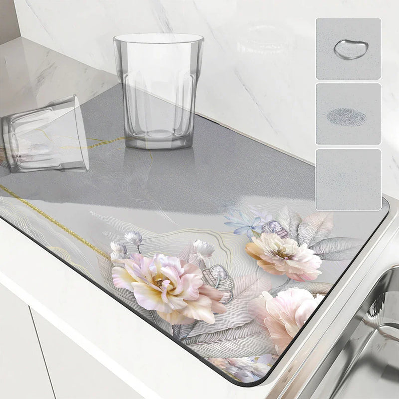 Flower Peony Drying Mat by Axyaa: Absorbent & Anti-Slip Table Mat for Cups & Decor