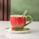 Axyaa 3D Camellia Ceramic Coffee Mug Set
