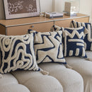 Axyaa Bohemian Tufted Navy Fringe Geometric Throw Pillow Cover