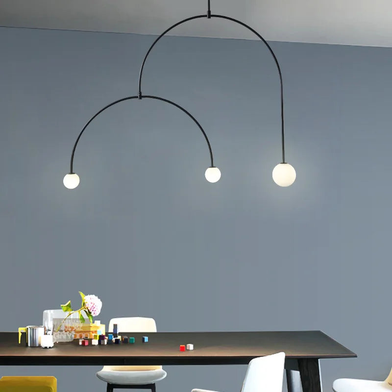 Axya Black Gold Iron U Line Chandelier Pendant for Kitchen Island and Dining Room Lighting