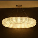 Axyaa Crystal LED Chandelier: Luxury Chrome Round Ceiling Light for Living Room, Dining Room, Kitchen