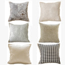 Axyaa Beige Yarn-Dyed Sofa Pillow Cover: 45X45 Headboard Cushion for Stylish Living Room