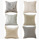 Axyaa Beige Yarn-Dyed Headboard Pillowcase for Living Room - 45X45