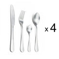 Axyaa Matte Silver Stainless Steel Cutlery Set - 4/6/16/24pcs Dinnerware Steak Knife Fork Spoon