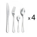 Axyaa Matte Silver Stainless Steel Cutlery Set - 4/6/16/24pcs Dinnerware Steak Knife Fork Spoon