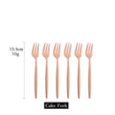 Axyaa Stainless Steel Fruit Cake Fork Set - 6Pcs
