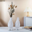 Axyaa Dwarf Shape Ceramic Vase for Flowers - Room Aesthetic Decor and Artificial Flower Arrangement