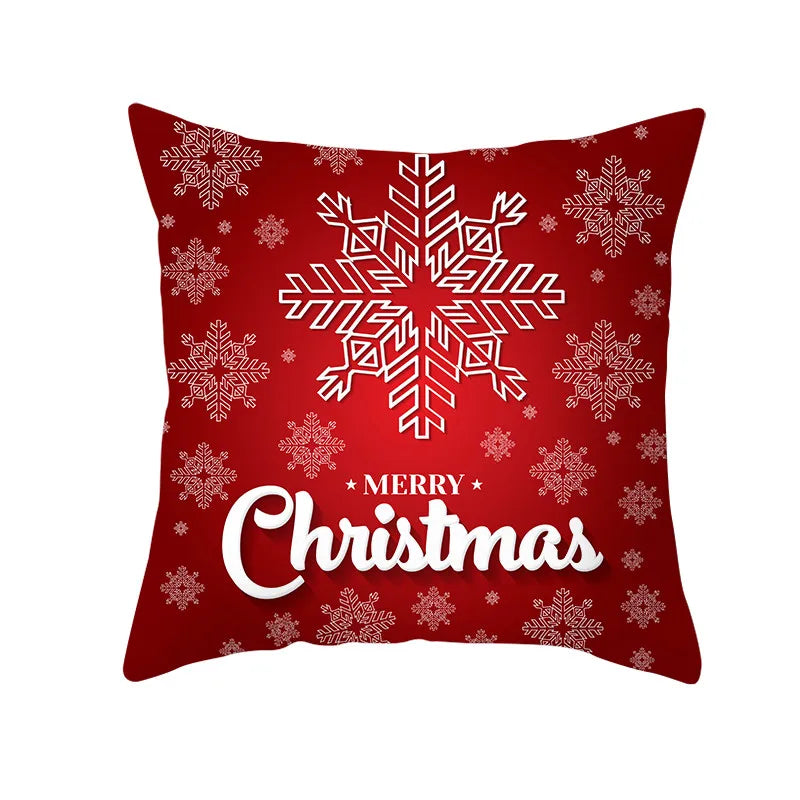 Axyaa Christmas Gift Pillowcase Red Print Cushion Cover for Home Sofa