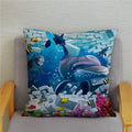 Axyaa Dolphin Ocean Pattern Cushion Cover for Kids Sofa & Home Decor