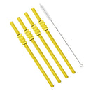 Axyaa Glass Drinking Straw Set with Brush - 4Pcs Smoothies Cocktails Bar Accessories