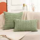 Axyaa Fluffy Corduroy Pillowcase White Green 45x45 Throw Cushion Cover