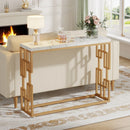 Axyaa White Faux Marble Sofa Table, Modern 42.5" Entryway Hallway Console Table
