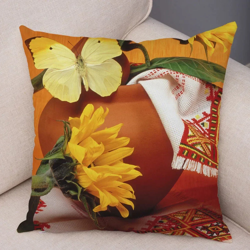 Axyaa Butterfly Flower Pillow Cover 45*45cm for Home Sofa Decor