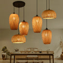 Axyaa Rattan Bamboo LED Pendant Light Chandelier for Home Kitchen Dining Room
