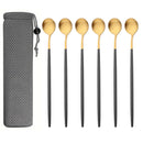 Axyaa Matte Stainless Steel Long Handled Stir Spoon Set