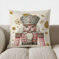 Axyaa Gold & Pastel Nutcracker Dolls Pillow Cover for Sofa, Bedroom, Car
