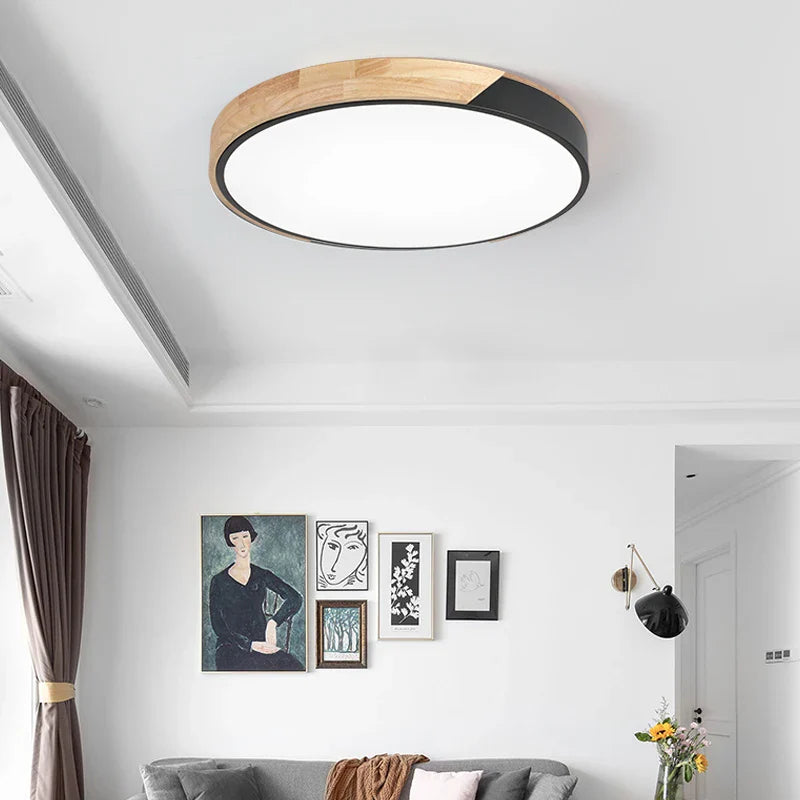 Axya LED Wood Round Ceiling Light for Modern Home Decor & Kids' Room