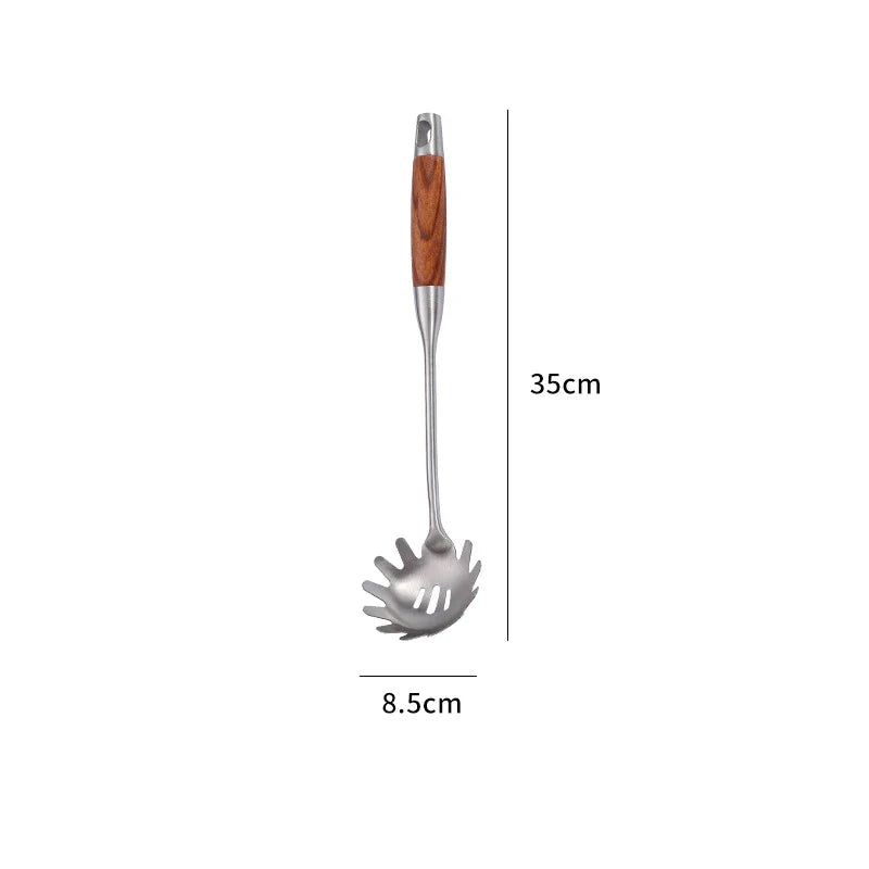 Axyaa Stainless Steel Wooden Handle Kitchen Utensils Set