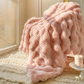 Axyaa Faux Rabbit Fur Plush Blanket for Home and Office Warmth