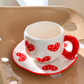 Axyaa 10oz Korean Style Ceramic Coffee Mug with Saucer Hand Painted Tea Cup Set