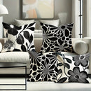 Axyaa Floral Cushion Covers in Black & Grey - Modern Botanical Decor, Zip Closure