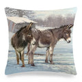 Axyaa Donkey Print Cushion Cover 45x45cm Cute Animals Linen Pillowcase for Home Decor