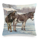 Axyaa Donkey Print Cushion Cover 45x45cm Cute Animals Linen Pillowcase for Home Decor