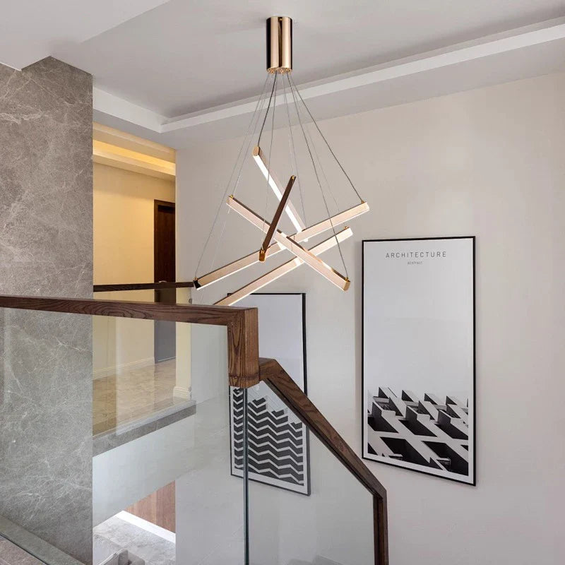Axyaa Stainless Steel LED Chandelier for Nordic Home Decor & Dining Room Lighting