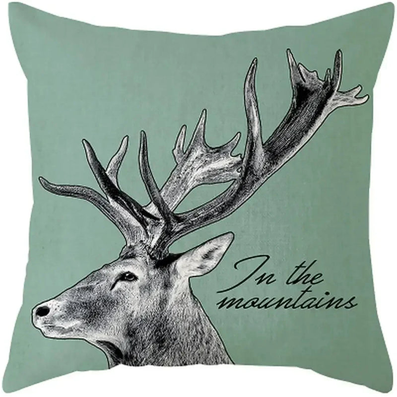 Axyaa Plants Print Linen Cushion Cover for Stylish Home Decor 45*45cm