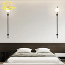 Axyaa Minimalist Double Head Black LED Wall Lamp - Bedroom Living Room Decor