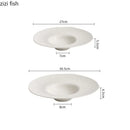 Axyaa White Hammer Straw Hat Pattern Ceramic Soup Plate