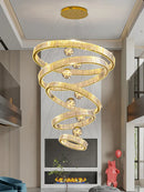 Axyaa Crystal Chandelier: Modern Stair Pendant Lamp for Interior Lighting