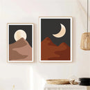 Axyaa Sun Moon Abstract Canvas Painting Modern Wall Art for Living Room