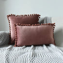 Axyaa Velvet Cushion Cover with Tassels Fringe - Soft Decorative Boho Pillows