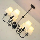 Axyaa Black Wrought Iron Chandelier with White Shade for Elegant Home Decor