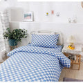 Axyaa Thick Cotton-Polyester Grid 3pc Bedding Set for 0.9-1.2m Bed