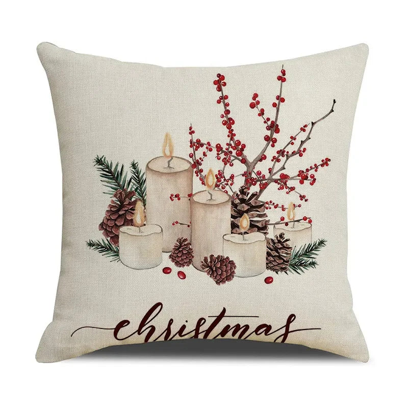 Pinecone Candlestick Linen Print Pillowcase for Home Decor by Axyaa