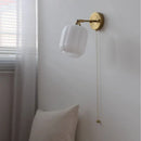 Axyaa White Glass LED Wall Light with Pull Chain Switch & Copper Base