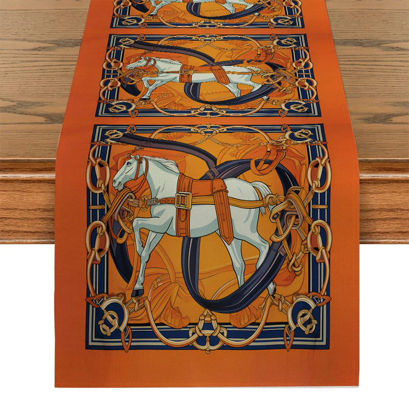 Axyaa Floral Horse Chain Table Runner for Kitchen Dining and Party Decor