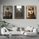 Scandi Rustic Female Portrait Print Canvas Wall Art for Bedroom Decor by Axyaa