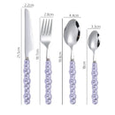 Axyaa Ceramic Pearl Cutlery Set - Knife, Fork, Spoon, Steak Spoon, Creative Design