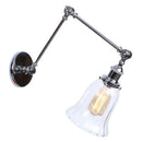 Axyaa Chrome Industrial Swing Arm Wall Sconce Clear Glass Lamparas De Pared