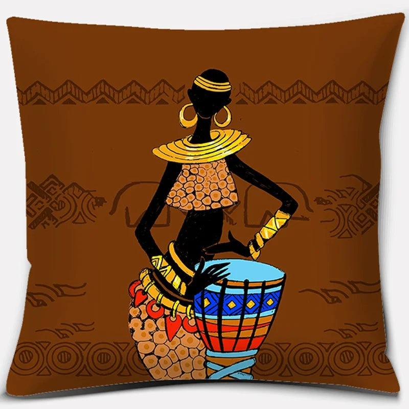 Ethnic African Women Pillowcase by Axyaa | Polyester Cushion Cover for Car & Sofa
