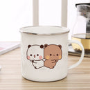 Milk Mocha Bear Enamel Cup - Axyaa Cute Animal Couple Gift