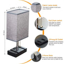 Axyaa Pull Chain Table Lamp with Phone Stands and Built-In Outlet