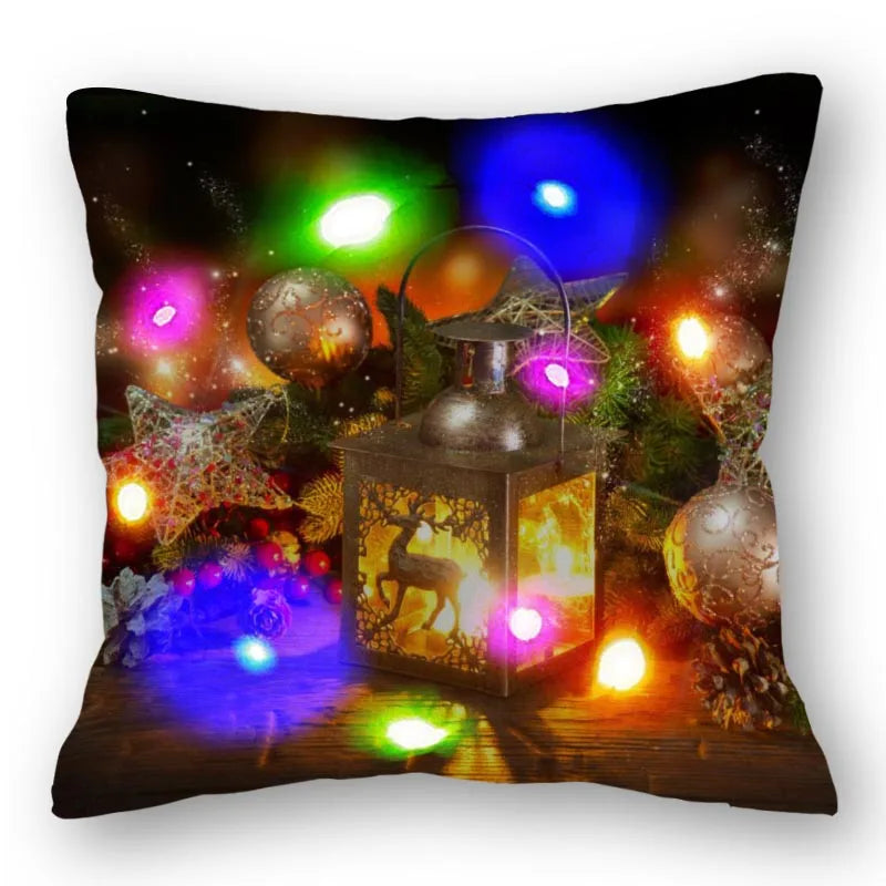 Christmas Santa LED Light Pillowcase for Home Decor, 45x45cm - Axyaa