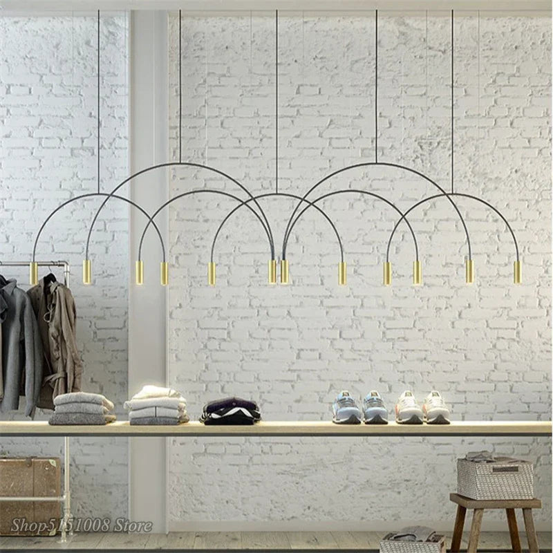 Axyaa Modern Spot Chandelier: Designer Arch Hanging Lamps for Restaurant Living Room Bedroom
